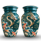 dragon cremation urn with keepsakes, handmade aluminum urn – photo 5