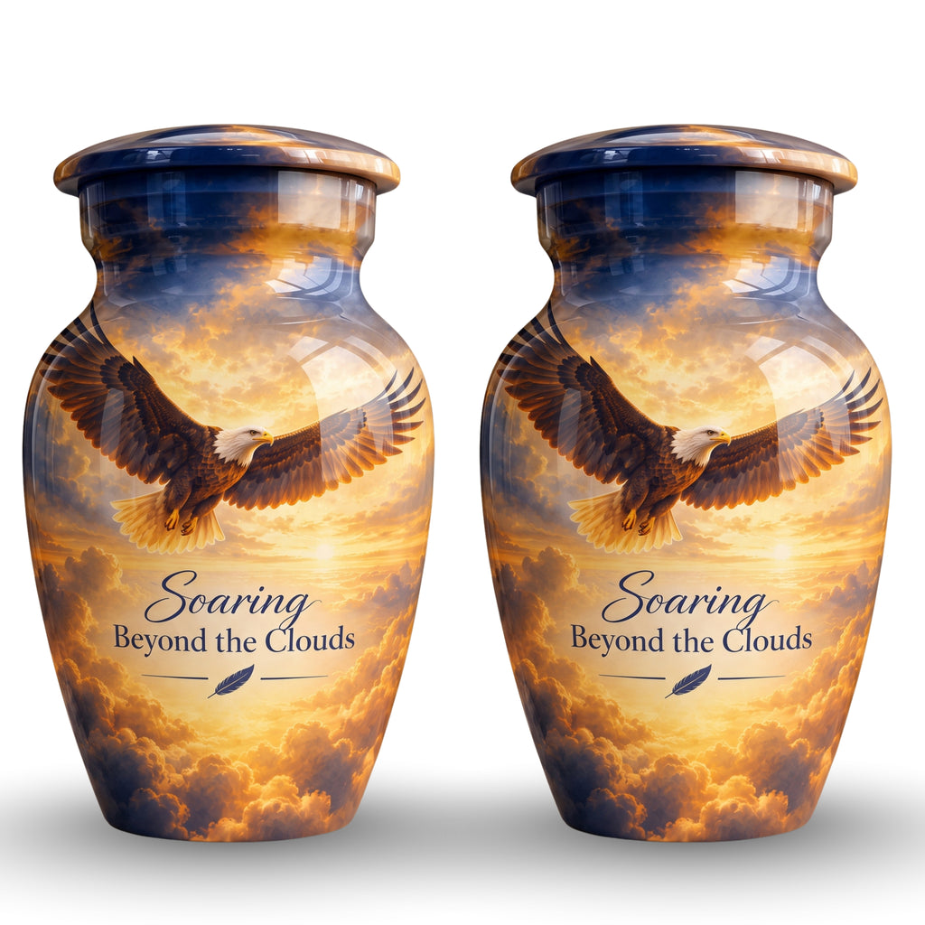 Soaring Eagle Memorial Cremation Urn for Human Ashes – Personalized Handmade Aluminum Urn