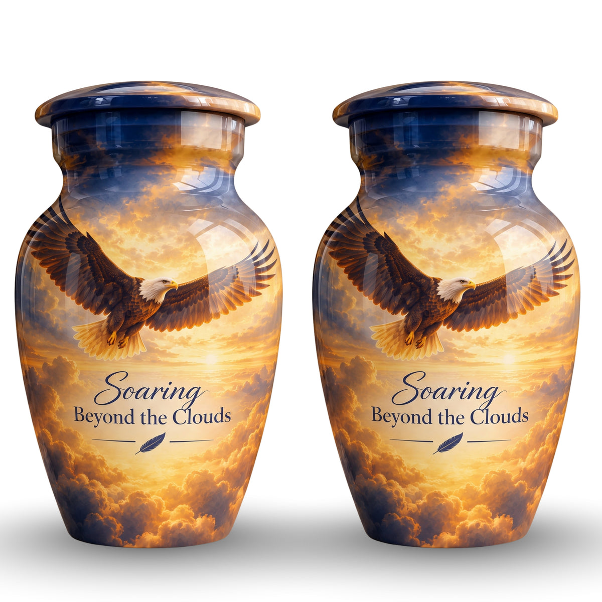 Soaring Eagle Memorial Cremation Urn for Human Ashes – Personalized Handmade Aluminum Urn