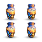 Blue Butterfly Sunset Cremation Urn for Human Ashes – Personalized Handmade Aluminum Urn