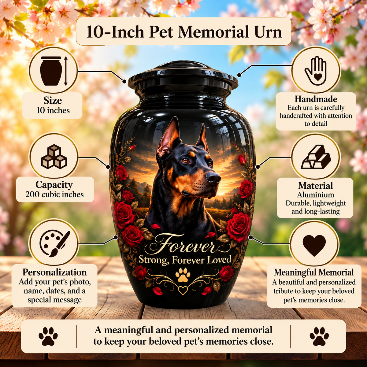 personalized dog portrait urn for dog ashes, handmade aluminum pet memorial urn with photo – picture 6