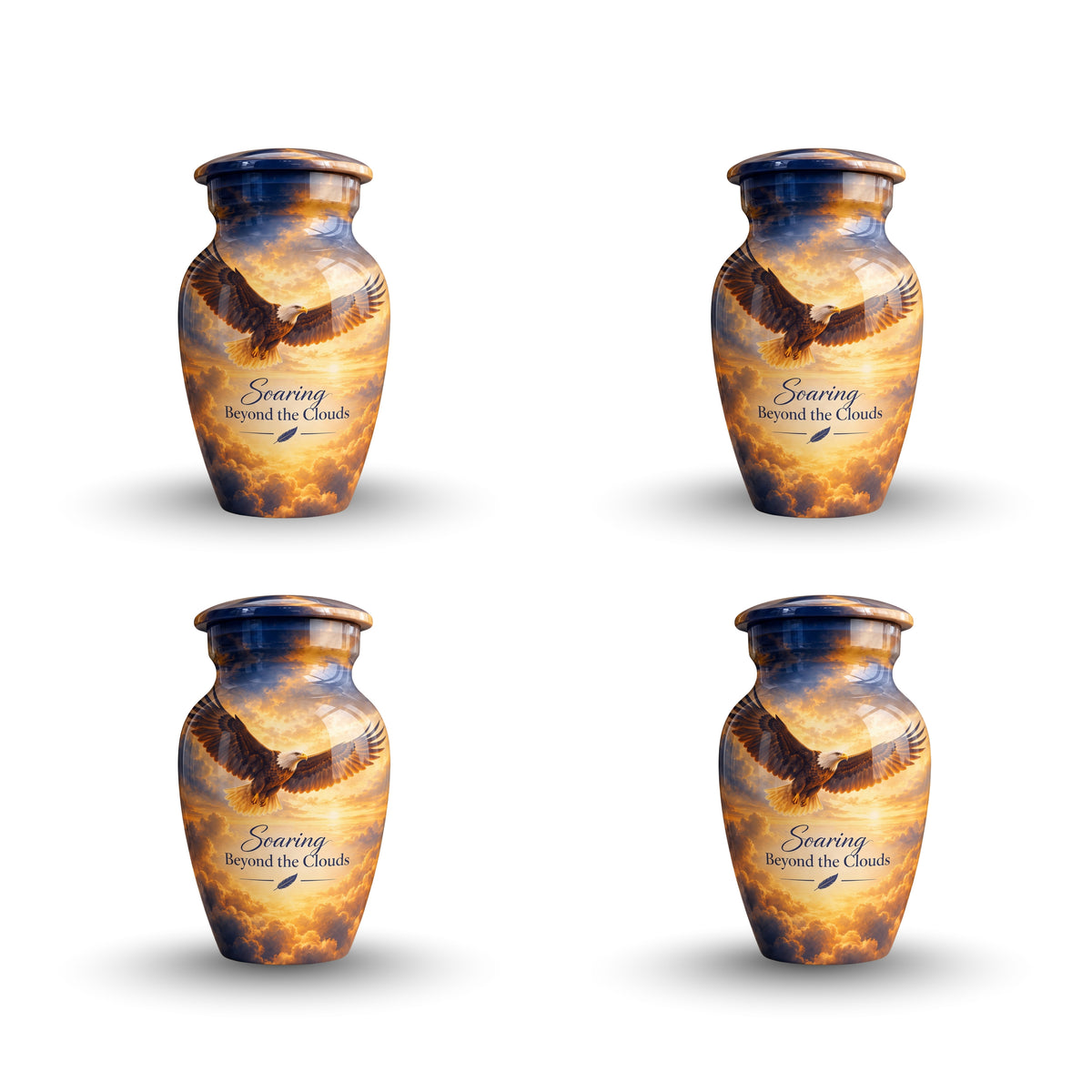 Soaring Eagle Memorial Cremation Urn for Human Ashes – Personalized Handmade Aluminum Urn