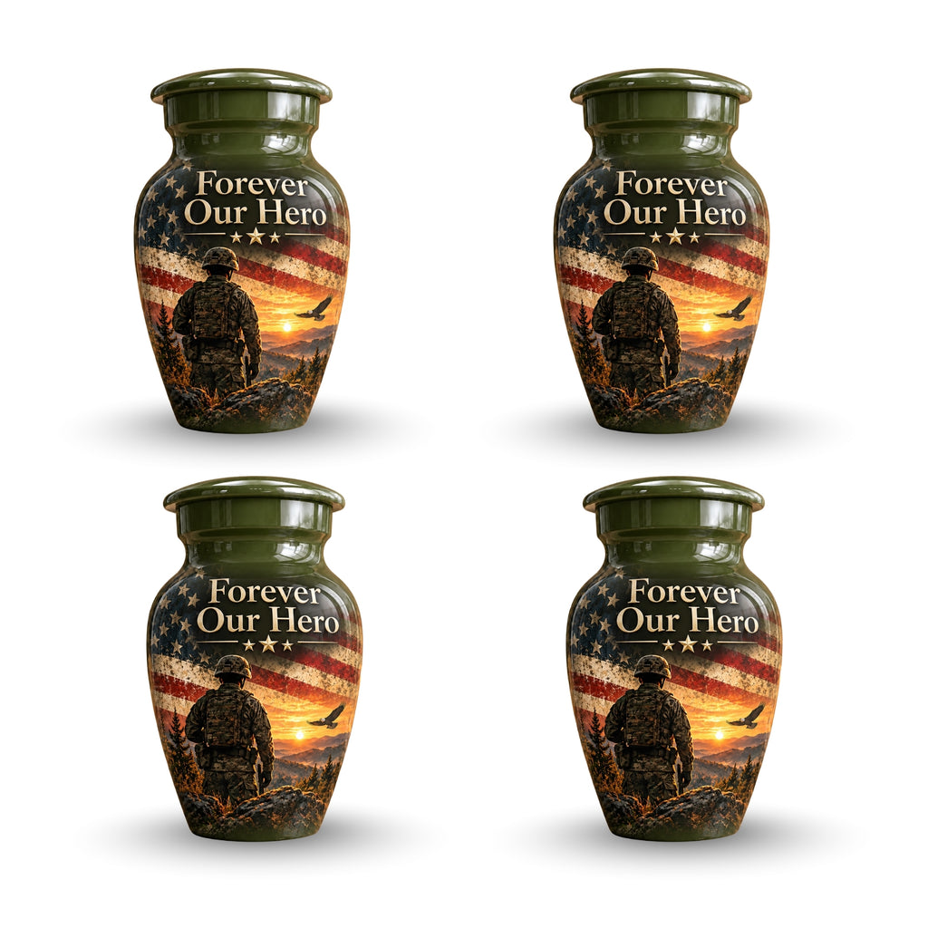 military veteran remembrance cremation urn for human ashes, handmade aluminum – photo 6