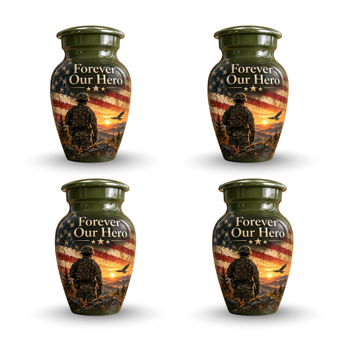 military veteran remembrance cremation urn for human ashes, handmade aluminum – photo 6