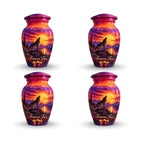 Howling Wolf Sunset Cremation Urn for Human Ashes – Personalized Handmade Aluminum Urn