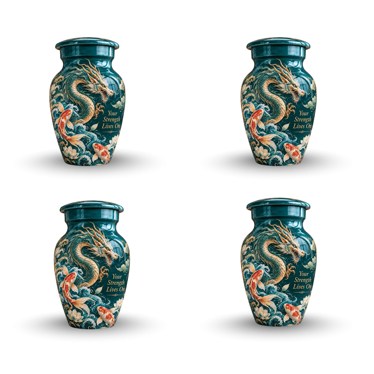 dragon cremation urn with keepsakes, handmade aluminum urn – photo 6