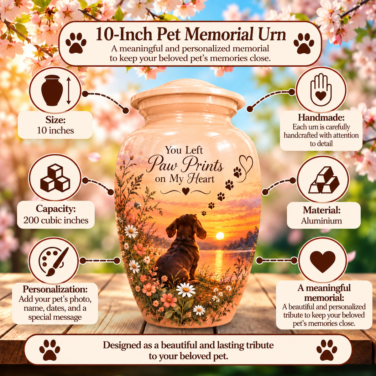 personalized dog memorial pet urn for ashes, handmade aluminum pet memorial urn with photo – picture 6