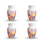 White Floral Sunset Cremation Urn for Human Ashes – Personalized Handmade Aluminum Urn