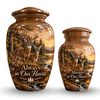 buck and doe forest sunset cremation urn for human ashes, handmade aluminum – photo 7