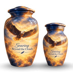Soaring Eagle Memorial Cremation Urn for Human Ashes – Personalized Handmade Aluminum Urn