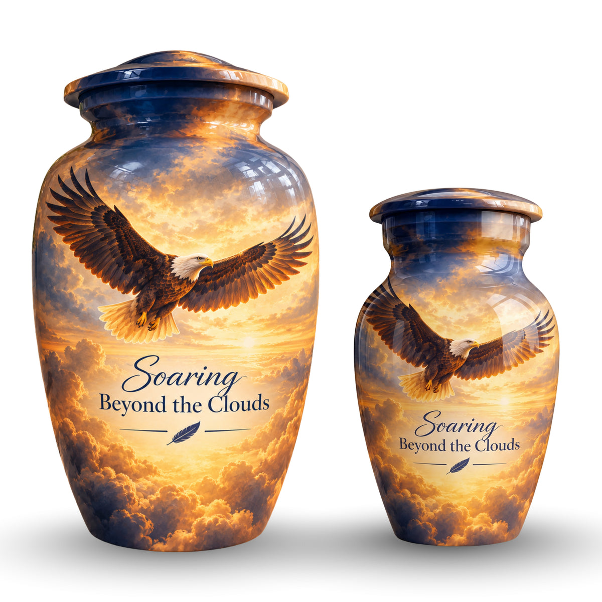 Soaring Eagle Memorial Cremation Urn for Human Ashes – Personalized Handmade Aluminum Urn