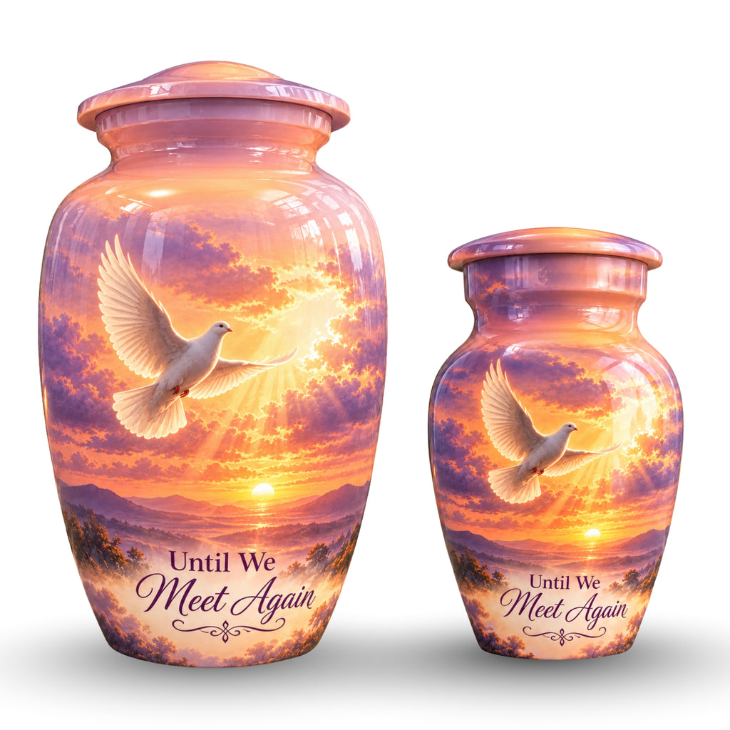 Ascending Dove Cremation Urn for Human Ashes – Personalized Handmade Aluminum Urn