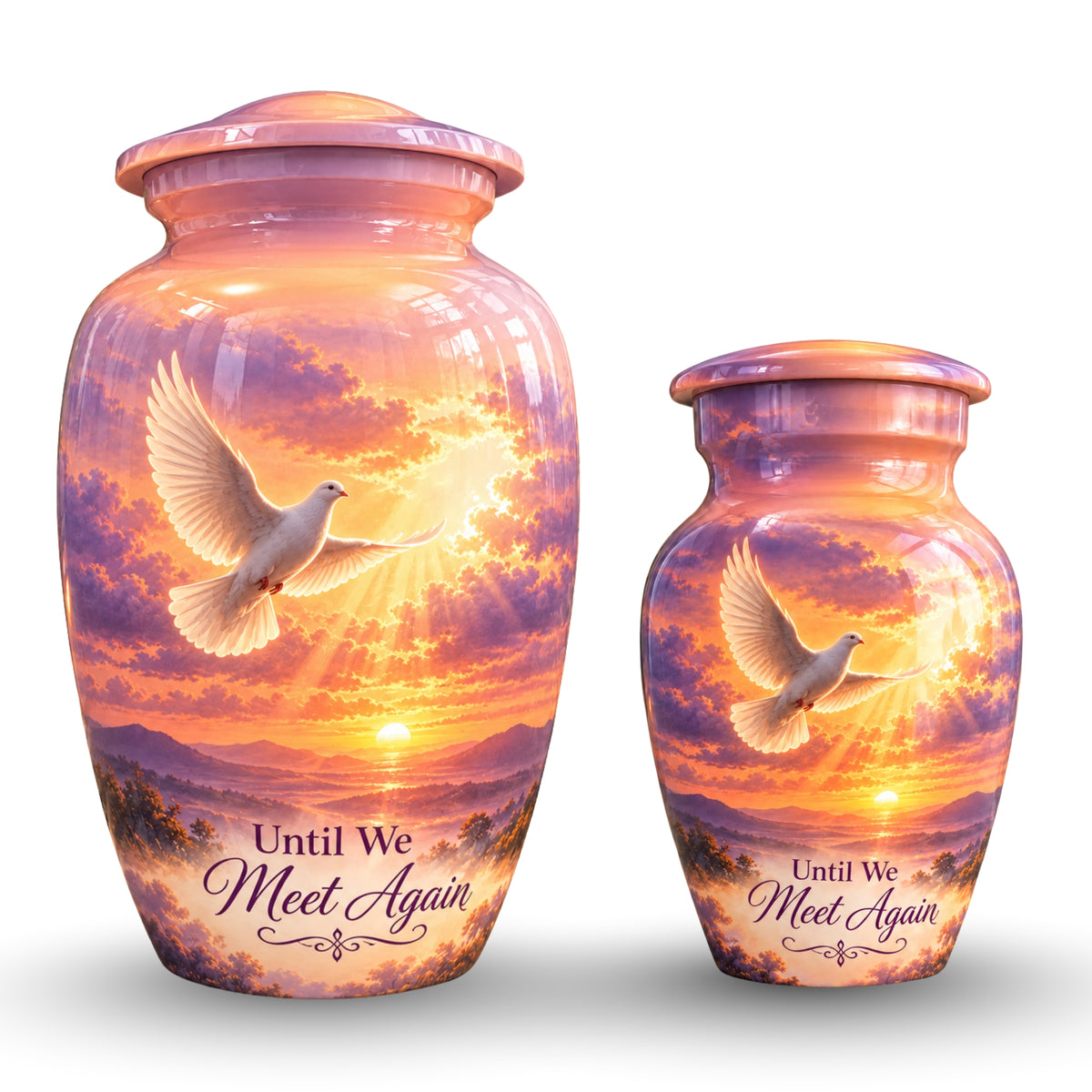 Ascending Dove Cremation Urn for Human Ashes – Personalized Handmade Aluminum Urn