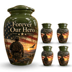 military veteran remembrance cremation urn for human ashes, handmade aluminum – photo 8