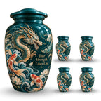 dragon cremation urn with keepsakes, handmade aluminum urn – photo 8