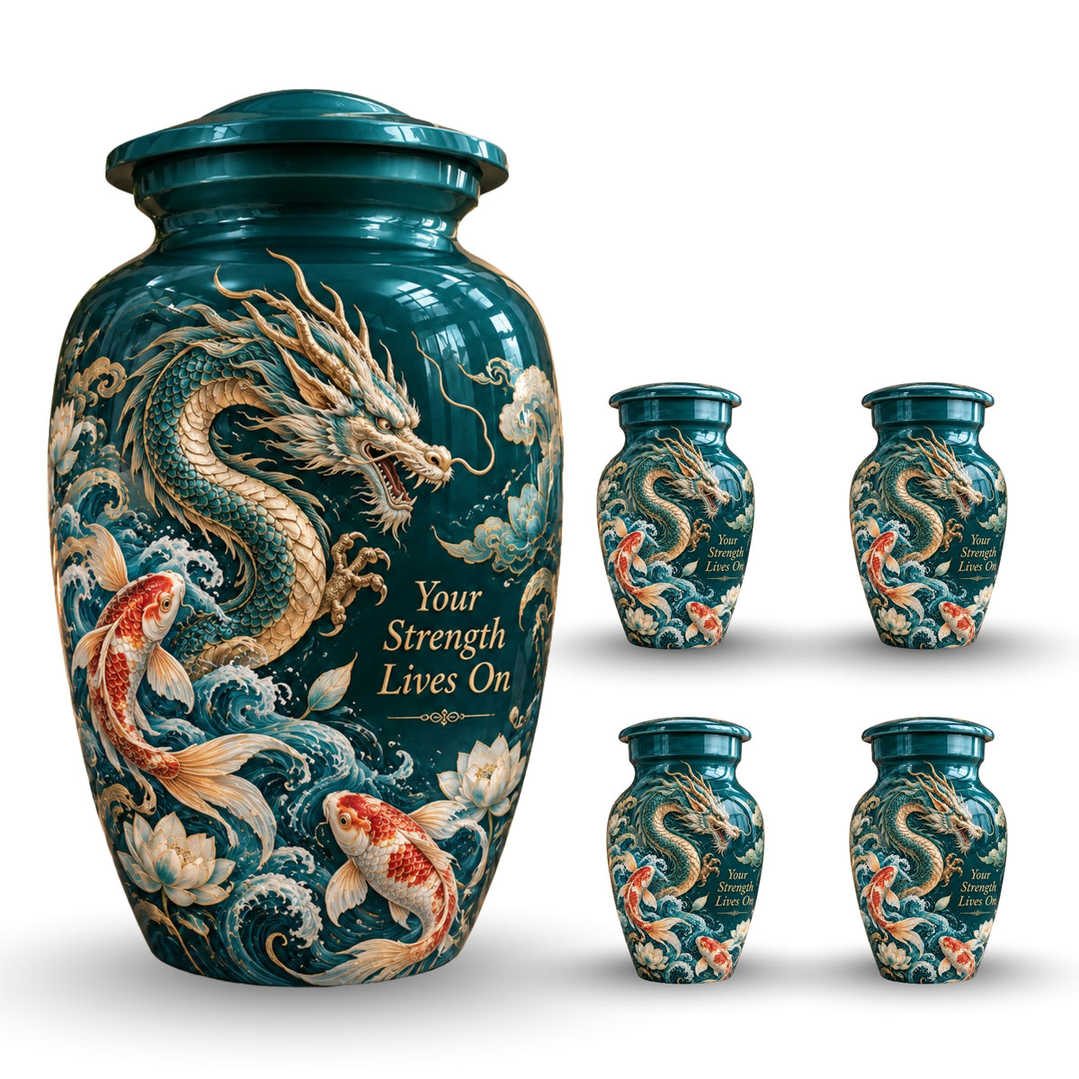 dragon cremation urn with keepsakes, handmade aluminum urn – photo 8