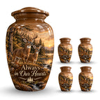 buck and doe forest sunset cremation urn for human ashes, handmade aluminum – photo 8