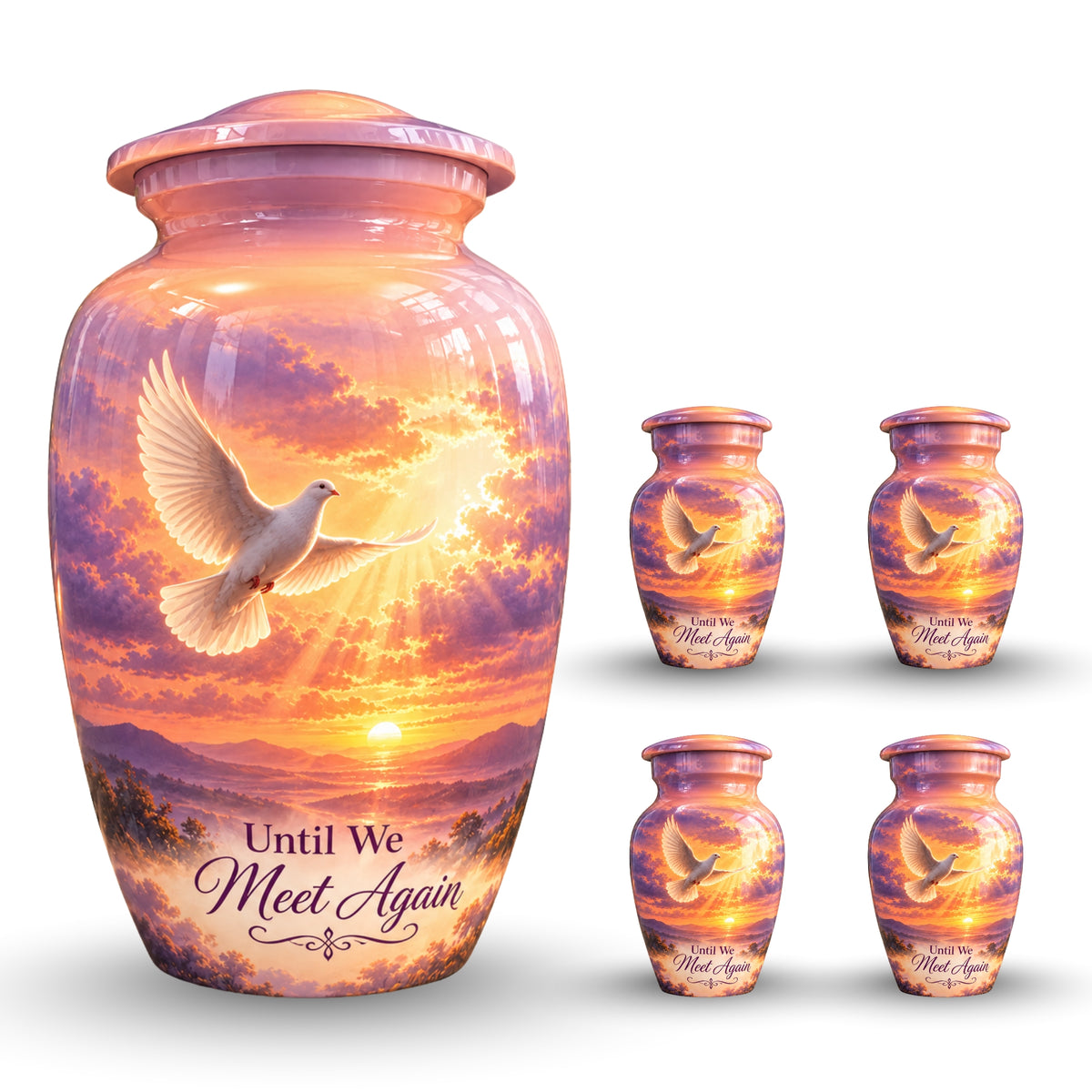 Ascending Dove Cremation Urn for Human Ashes – Personalized Handmade Aluminum Urn