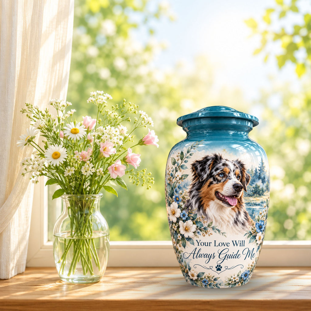 personalized dog memorial cremation urn for pet ashes, handmade aluminum pet memorial urn with photo – picture 9
