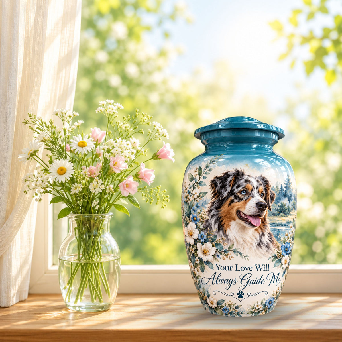 personalized dog memorial cremation urn for pet ashes, handmade aluminum pet memorial urn with photo – picture 9