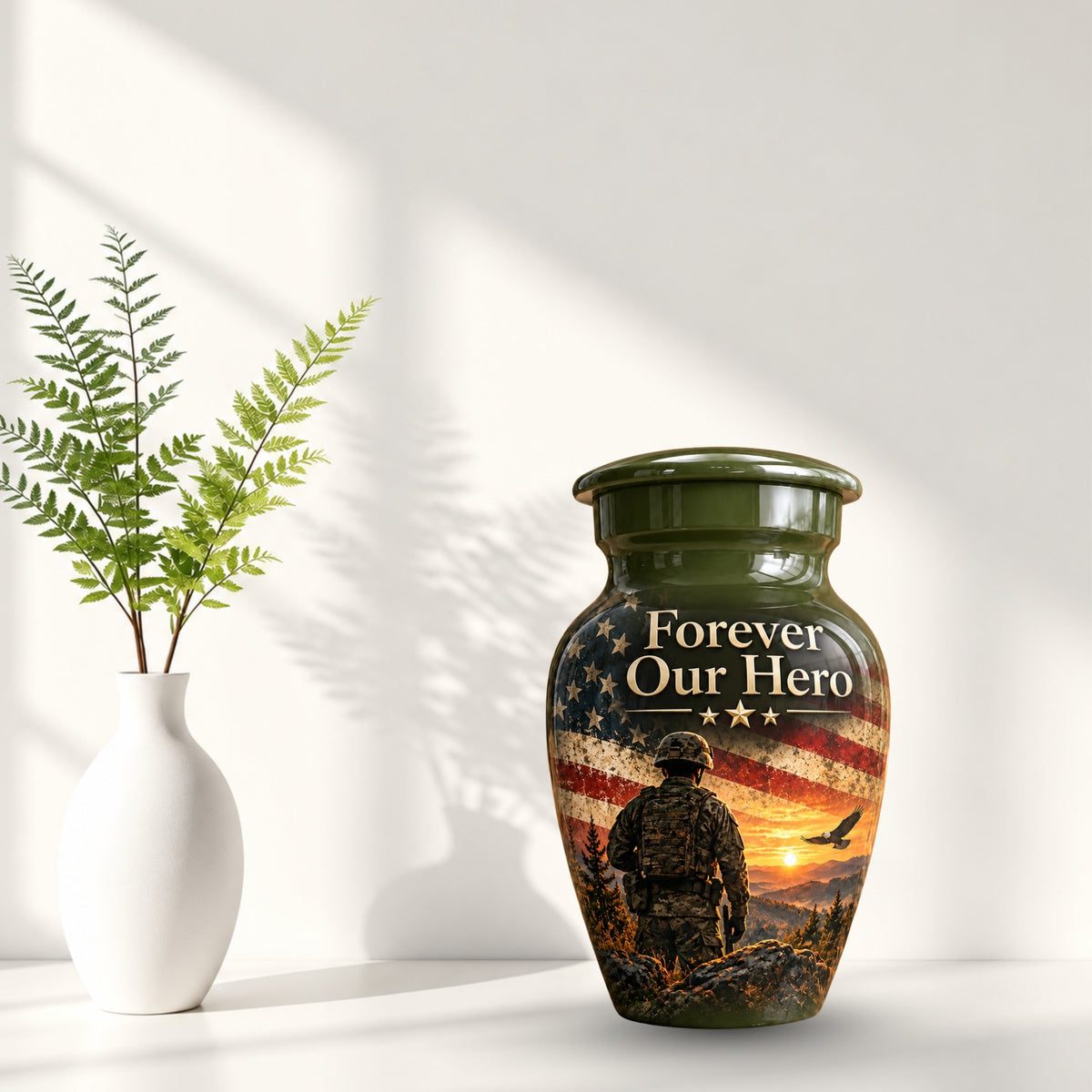 military veteran remembrance cremation urn for human ashes, handmade aluminum – photo 9