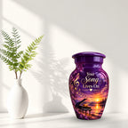 purple sunset grand piano cremation urn for human ashes, handmade aluminum – photo 9