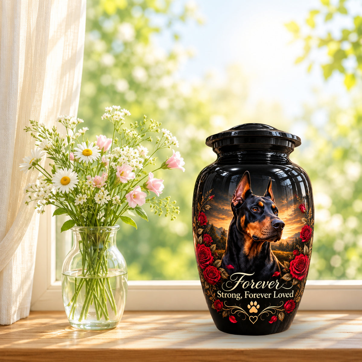 personalized dog portrait urn for dog ashes, handmade aluminum pet memorial urn with photo – picture 9