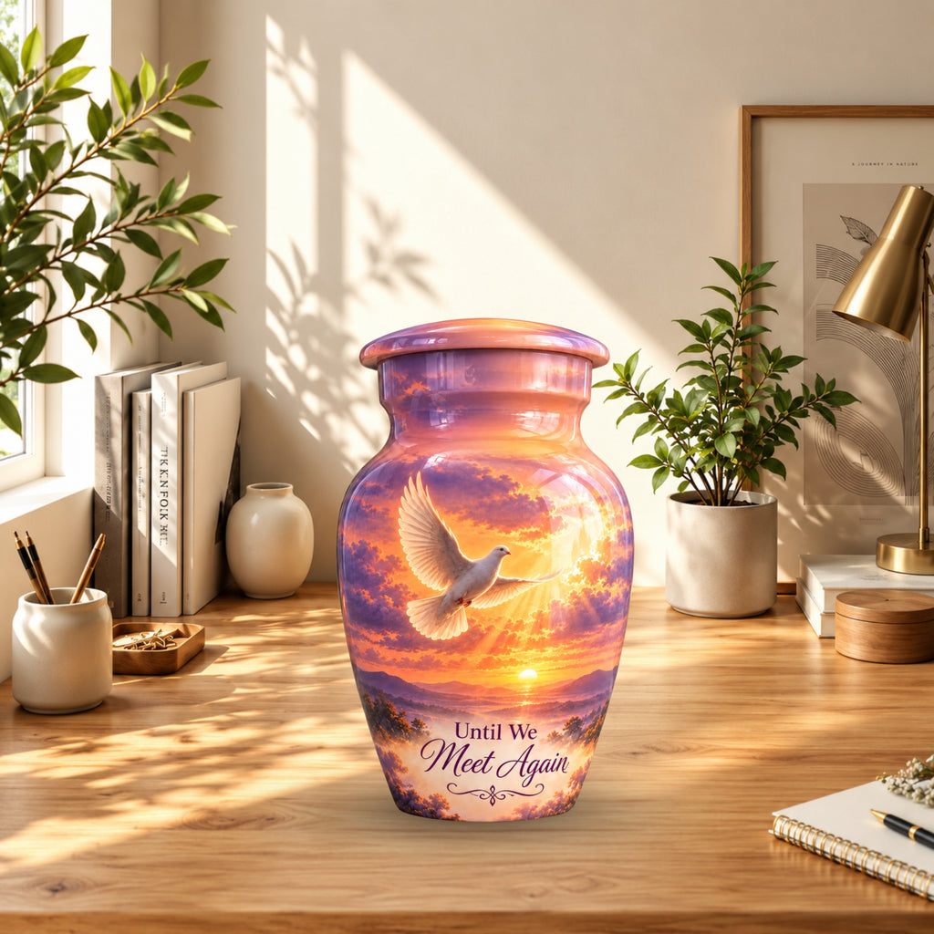 Ascending Dove Cremation Urn for Human Ashes – Personalized Handmade Aluminum Urn