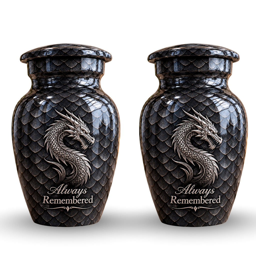 dragon memorial urn for ashes, handmade aluminum urn – photo 5