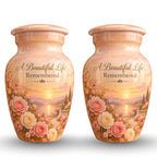 Rose Garden Sunset Cremation Urn for Human Ashes – Personalized Handmade Aluminum Urn