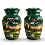 green fairway golf ball cremation urn for human ashes, handmade aluminum – photo 5