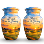 Golf Course Sunset Cremation Urn for Human Ashes – Personalized Handmade Aluminum Urn