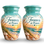 seashell beach sunset cremation urn for human ashes, handmade aluminum – photo 5