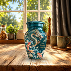 dragon cremation urn with keepsakes, handmade aluminum urn – photo 10