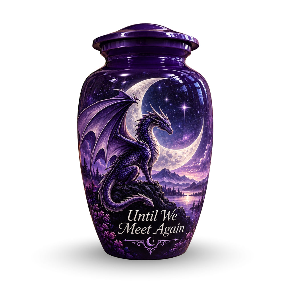 mythical dragon urn for human ashes, handmade aluminum urn – photo 1
