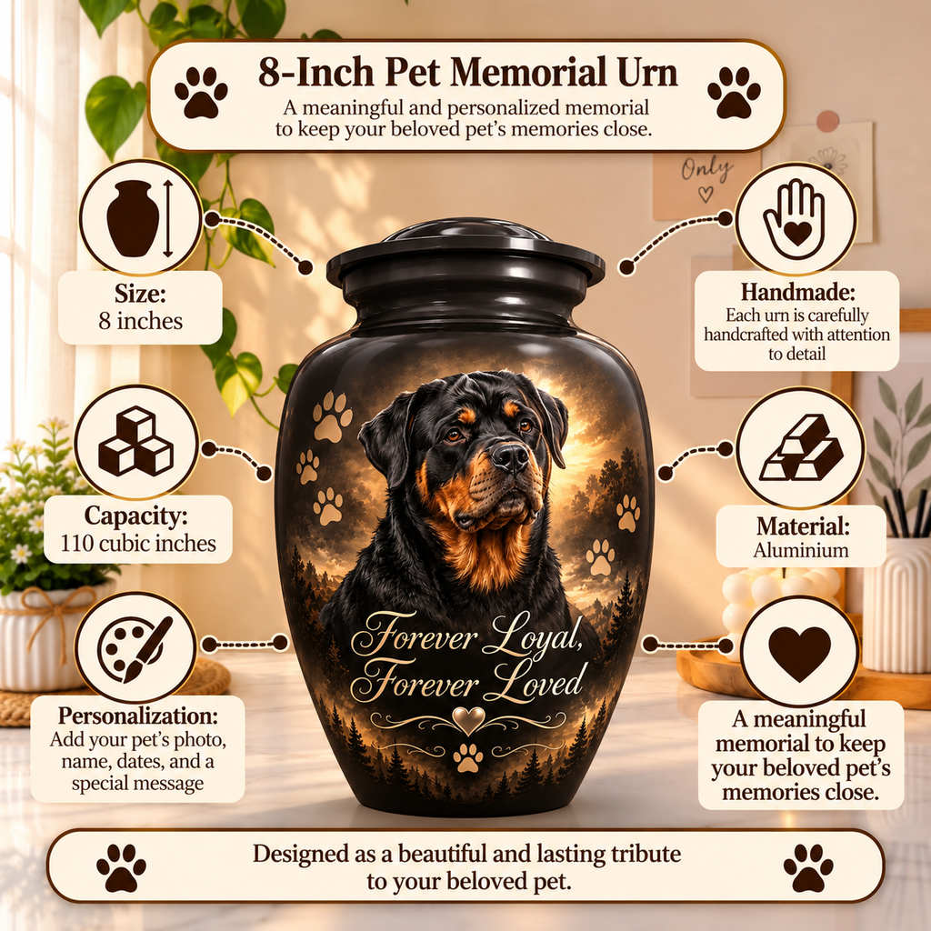 custom dog photo memorial urn for pet ashes, handmade aluminum pet memorial urn with photo – picture 1