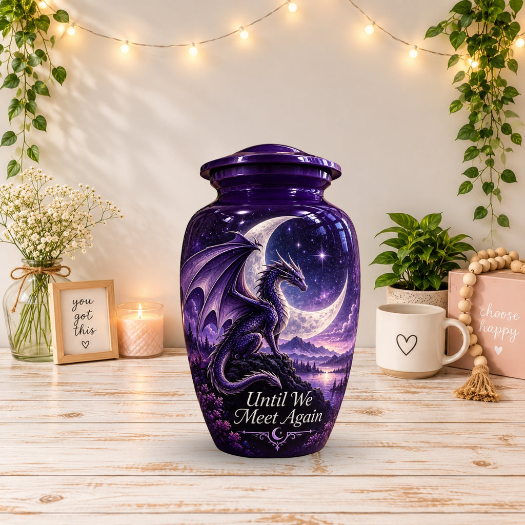 mythical dragon urn for human ashes, handmade aluminum urn – photo 2
