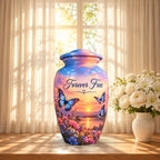 Butterfly Meadow Cremation Urn for Human Ashes – Personalized Handmade Aluminum Urn