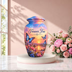 Butterfly Meadow Cremation Urn for Human Ashes – Personalized Handmade Aluminum Urn
