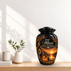acoustic guitar sunset cremation urn for human ashes, handmade aluminum – photo 3