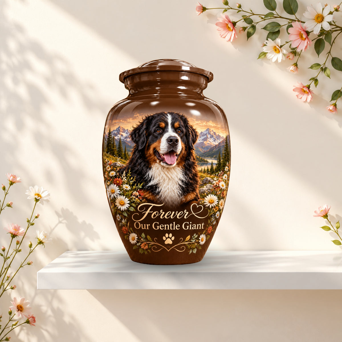 dog photo memorial urn for dog ashes, handmade aluminum pet memorial urn with photo – picture 3