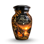 acoustic guitar sunset cremation urn for human ashes, handmade aluminum – photo 4