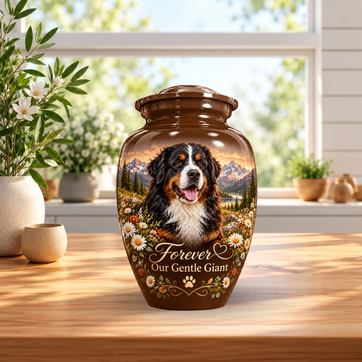 dog photo memorial urn for dog ashes, handmade aluminum pet memorial urn with photo – picture 4