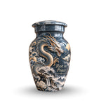 mythical dragon cremation urn with keepsakes, handmade aluminum urn – photo 4