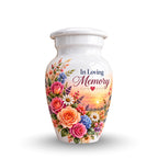 Rose and Wildflower Memorial Cremation Urn for Human Ashes – Personalized Handmade Aluminum Urn