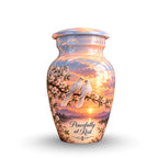 Two Doves on Blossom Branch Cremation Urn for Human Ashes – Personalized Handmade Aluminum Urn