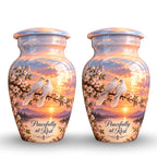 Two Doves on Blossom Branch Cremation Urn for Human Ashes – Personalized Handmade Aluminum Urn