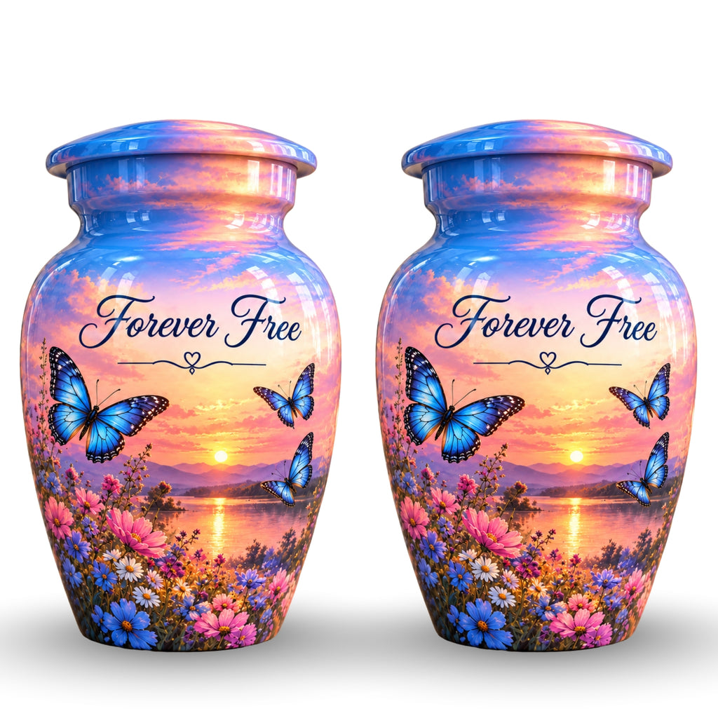 Butterfly Meadow Cremation Urn for Human Ashes – Personalized Handmade Aluminum Urn