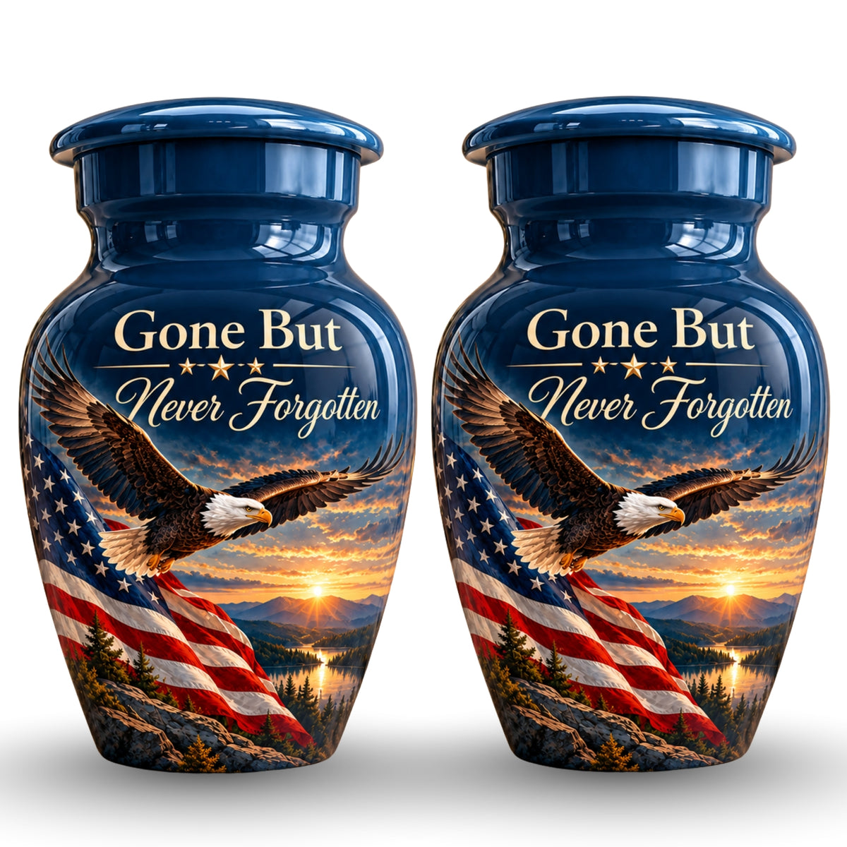 patriotic eagle memorial cremation urn for human ashes, handmade aluminum – photo 5