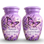 purple butterfly lavender garden cremation urn for human ashes, handmade aluminum – photo 5
